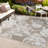 Shawver High-Low Two-Tone Monstera Leaf Brown/Ivory Indoor/Outdoor Rug-155566634