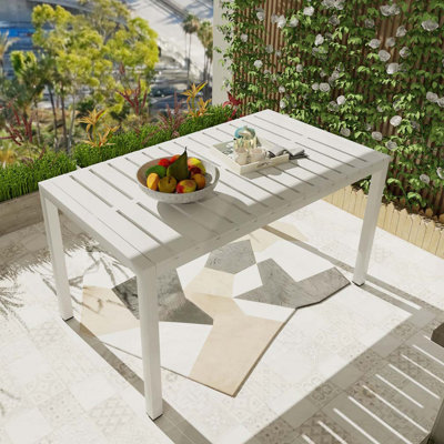 Table de salle à manger d'extérieur avec pieds en métal pour la cuisine, la cour et la terrasse