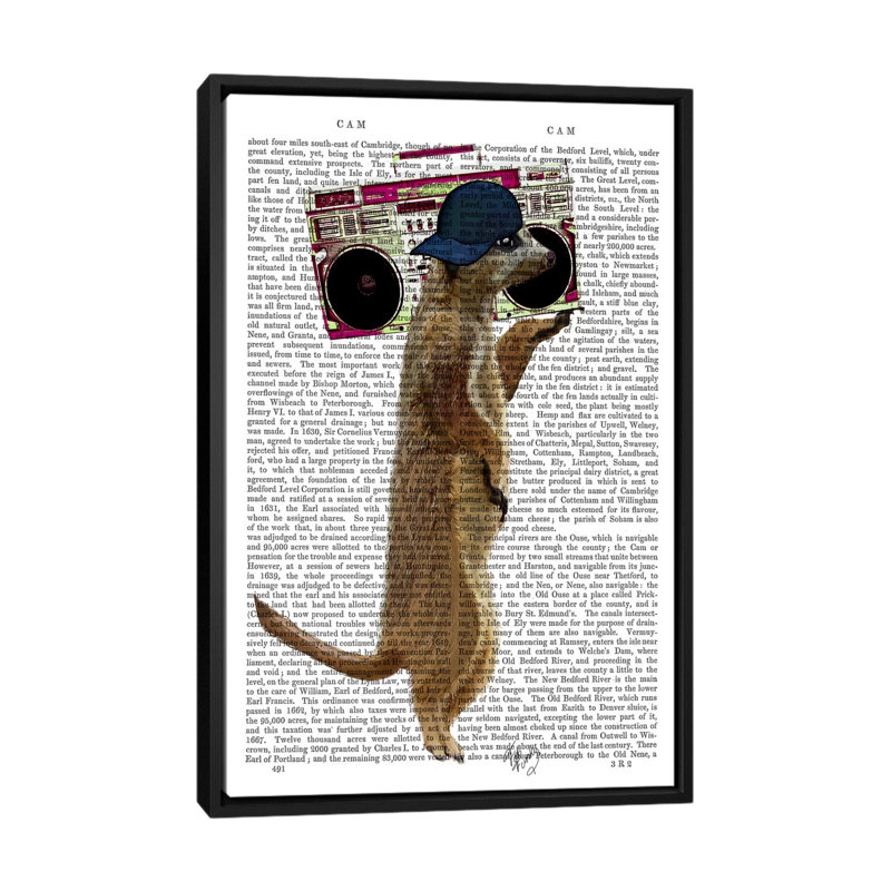 « ghetto blaster », impression sur toile tendue, H 26 po x l 18 po x P 1,5 po, Toile avec cadre noir, Pas de tapis