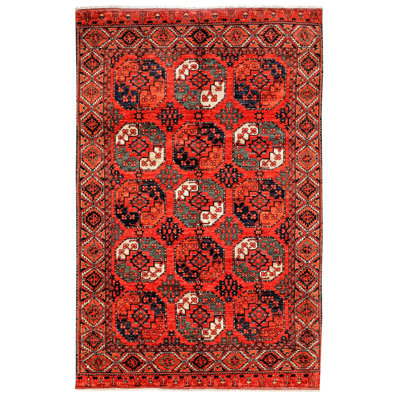 7x10 Red and Green Turkish Tribal Rug