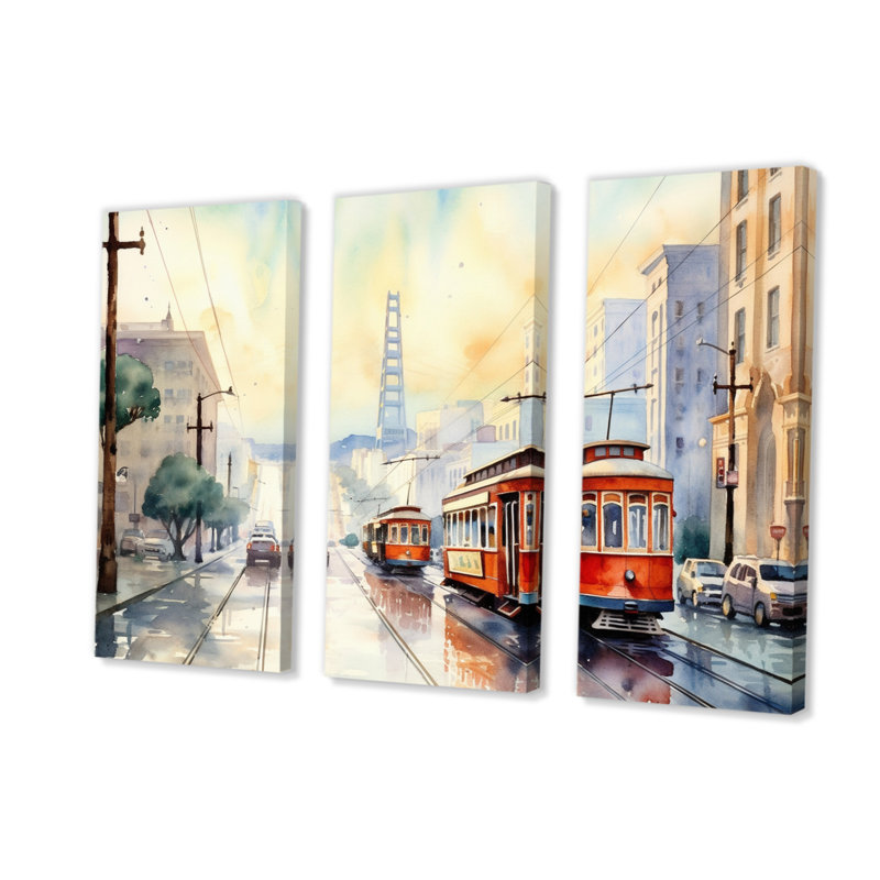 San Francisco Street Car - California Wall Decor Set, H 28 po x l 36 po x P 1 po