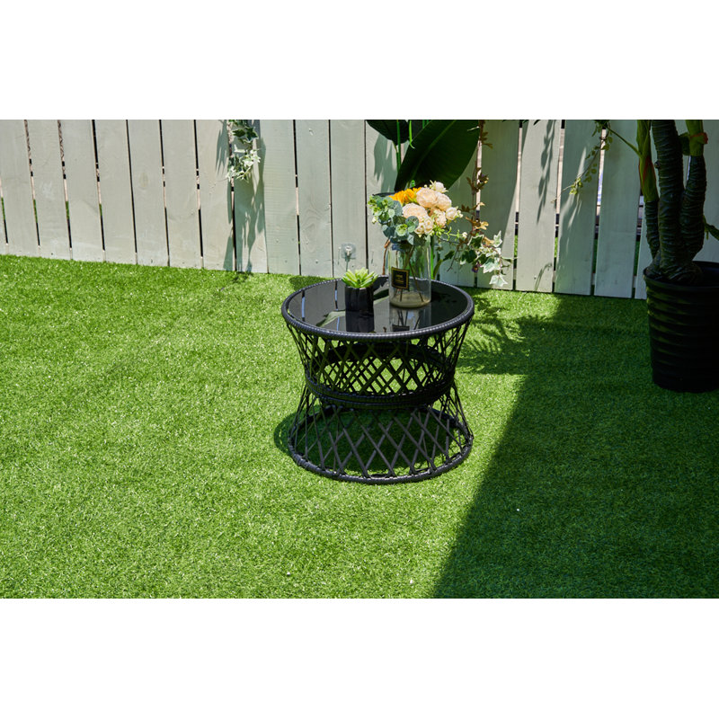 Londie Round Glass Outdoor Coffee Table , 19.7 " W 19.7 " D