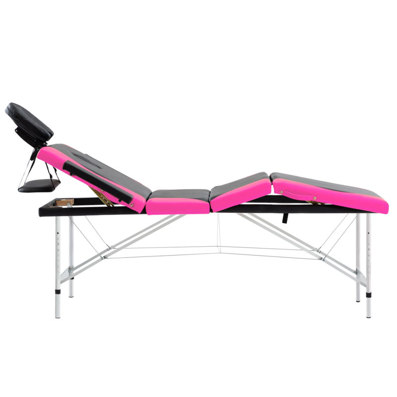 Table rectangulaire pliable réglable 75,5 po, Noir/rose