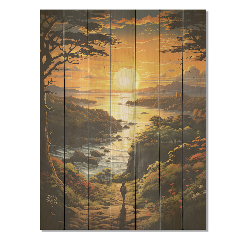 Sunrise Kid Solutide Landdapce II - Tropical côtier sur bois, H 32 po x l 24 po