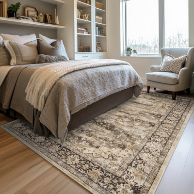 Redenhalk Area Rug GreyBrown, Machine Washable Rug,Soft Accent Rugs,Non-Slip Non-Shedding Low-Pile Floor Carpet