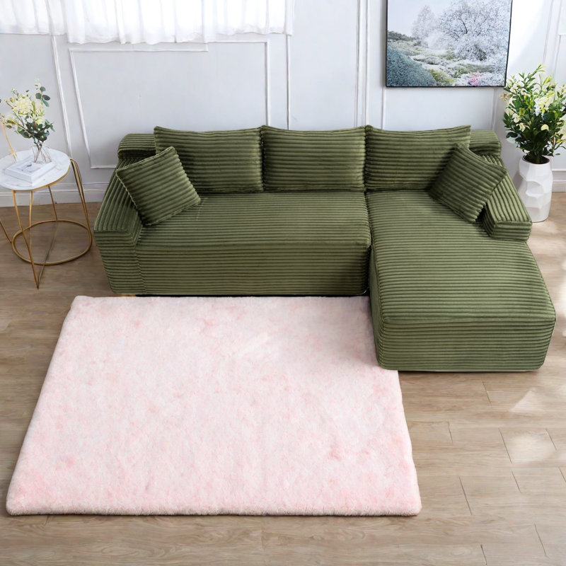 Compression Cloud Sectionals Corduroy L Shape Modern Home Seating
