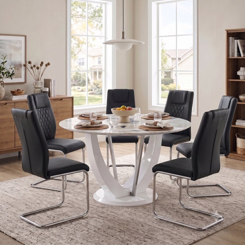 Ensemble de table de salle à manger 47,2 "pour 6 personnes, table de cuisine moderne et chaises, 7 pièces : table, 6 chaises