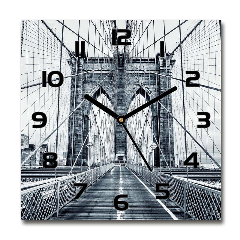 Hermosinda Glass Wall Clock, Black/Dark Blue