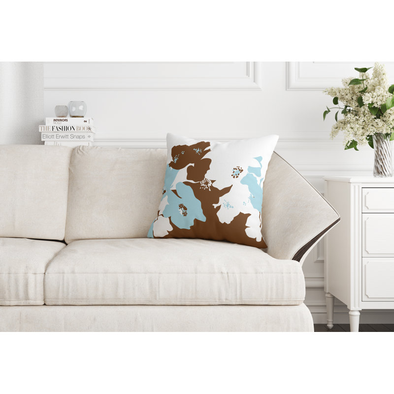 Housse de coussin d'intérieur à motif floral abstrait Mira, 16 po x 1 po