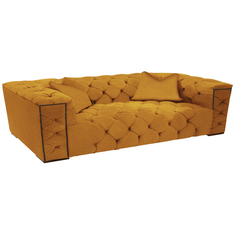 Leather Sofa, French Dark Walnut, 109-08, Plain Leather/Antique Red