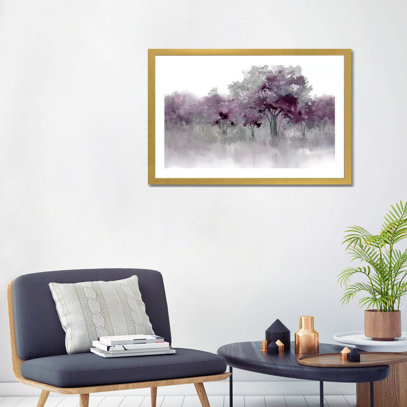 «Water's Edge II - Mauve» par Carol Robinson - reproduction imprimée, H 24 po x l 32 po, Doré