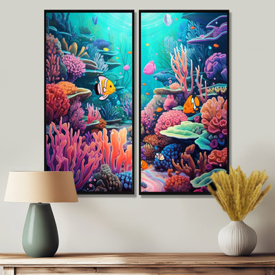 Kawaii Clownfish Coral Lansdscape I - Large Fish Wall Decor