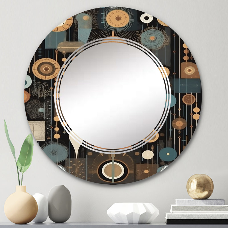 Laverham - Miroir mural rond moderne, 24 po x 24 po