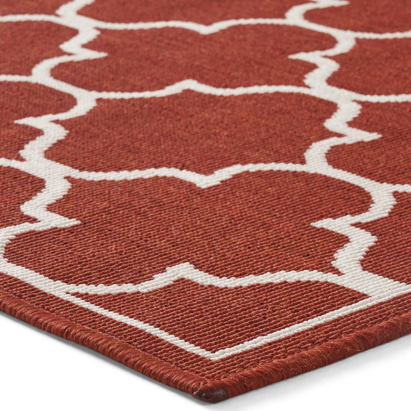 Red Polypropylene Weaving Area Rug, 3'3" X 5', Rectangular Shape Rectangular, Woven