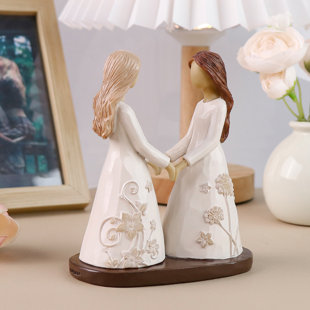 Figurine en résine main dans la main «Sister for Life» - statue sculptée à la main de deux soeurs de 4,72 po