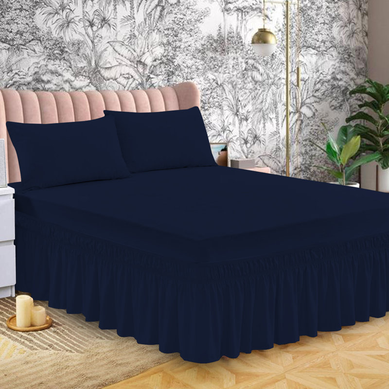 Bel Tailored Wrap Around Bed Skirt, Royal Blue, Super King (6')