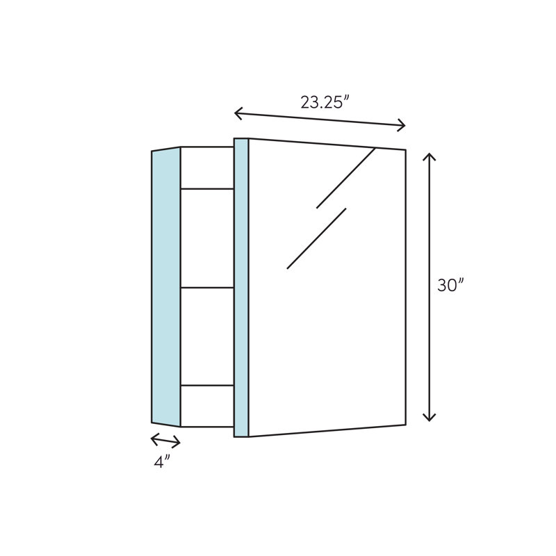Candre Recessed or Surface Mount Framed Medicine Cabinet, Tinted Gray, 30" x 23.25" x 4"