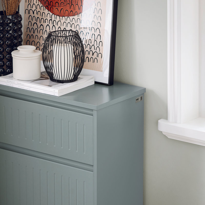 6 Pair Shoe Cabinet, Grey/Brown/Blue