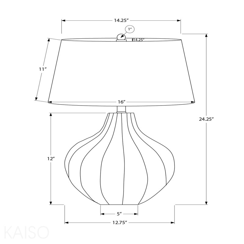 Lighting, H 24 po, lampe de table, céramique bleue, abat-jour ivoire / crème, transitionnel