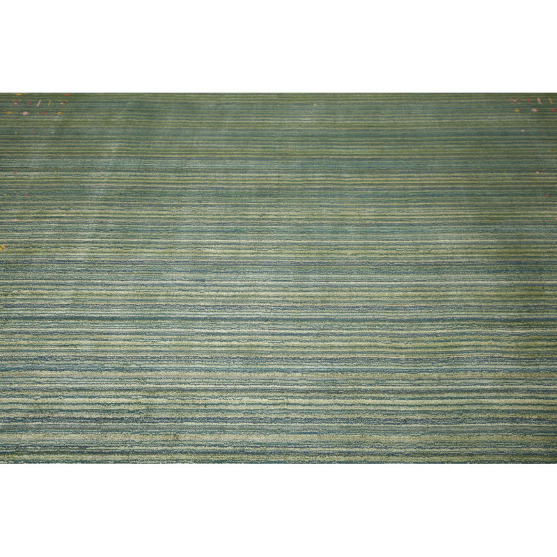 Tapis oriental rayé vert Gabbeh