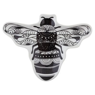BOHO B&W SHAPED TRINKET TRAY  BEE
