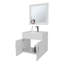 Ensemble de meuble-lavabo flottant blanc 2 portes avec lavabo et miroir-117825038