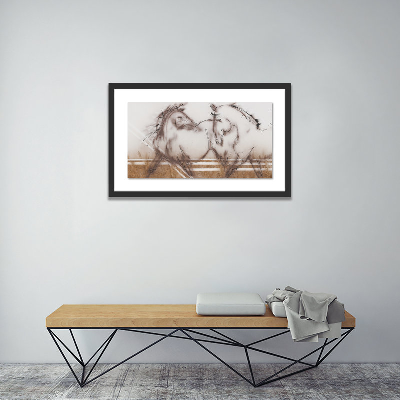 Two Horses Print by Donna Bernstein, Black, 35" H x 60" W x 2.5" D