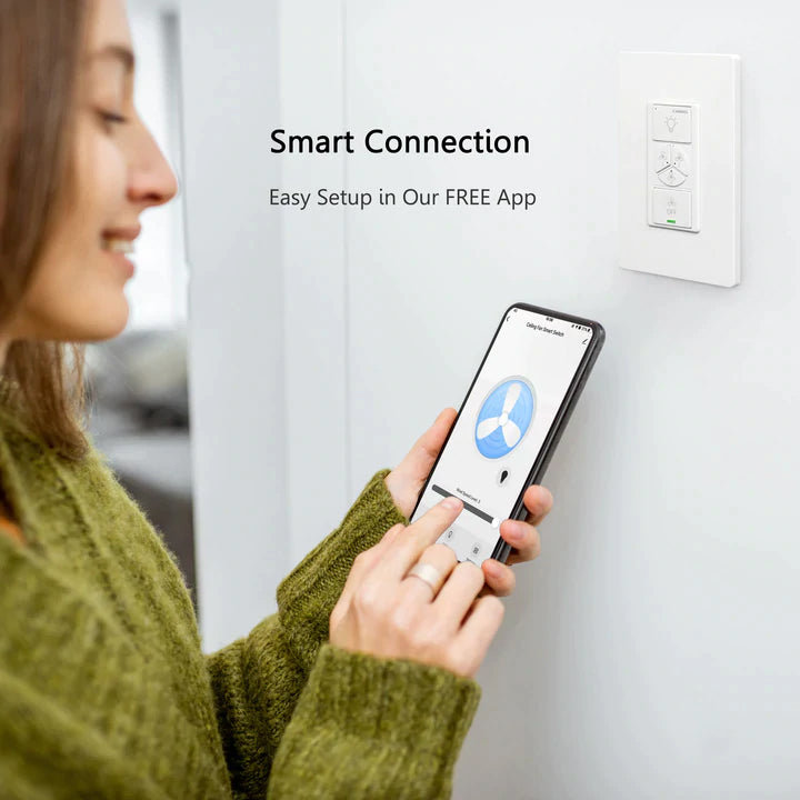 Raiden Indoor Smart Ceiling Fan with LED Light Kit and Wall Control, Works with Google Assistant, Amazon Alexa, and Siri Shortcuts.