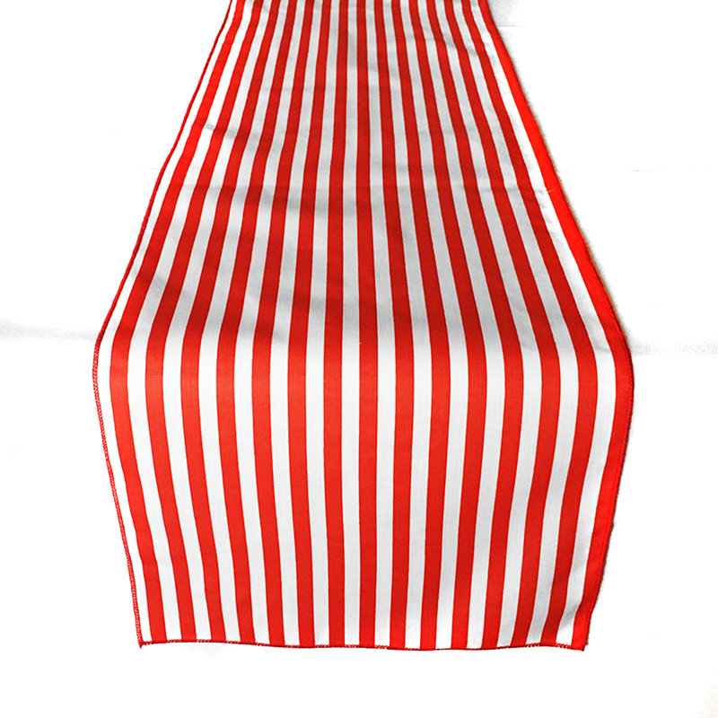 Half Inch Stripes Print Table Runner, White/Red, 72" x 24"