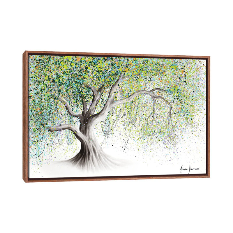 «Bright Memory Tree» par Ashvin Harrison - impression d'art graphique, Toile avec cadre en bois brun classique, Aucun mat