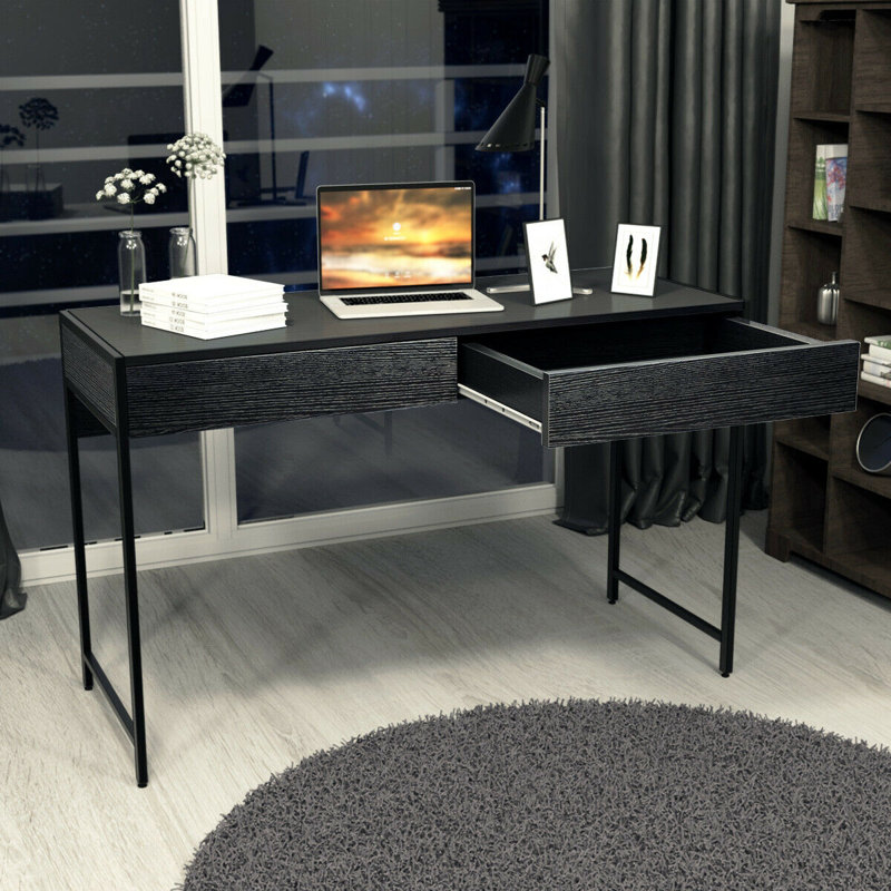 Bureau d'ordinateur avec tiroirs Stonesby, Noir