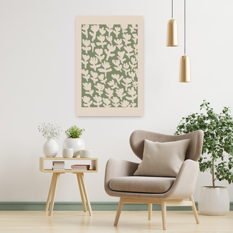 Art mural de sauge vert moderne, H 36 po x l 24 po