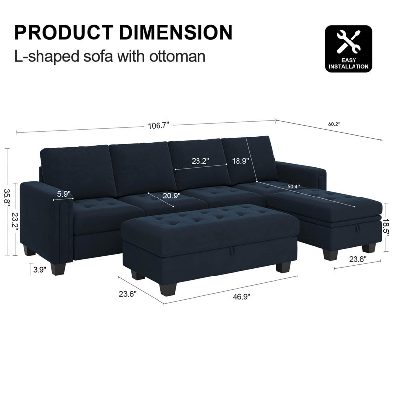 Canapé modulaire rembourré Shavera, Bleu