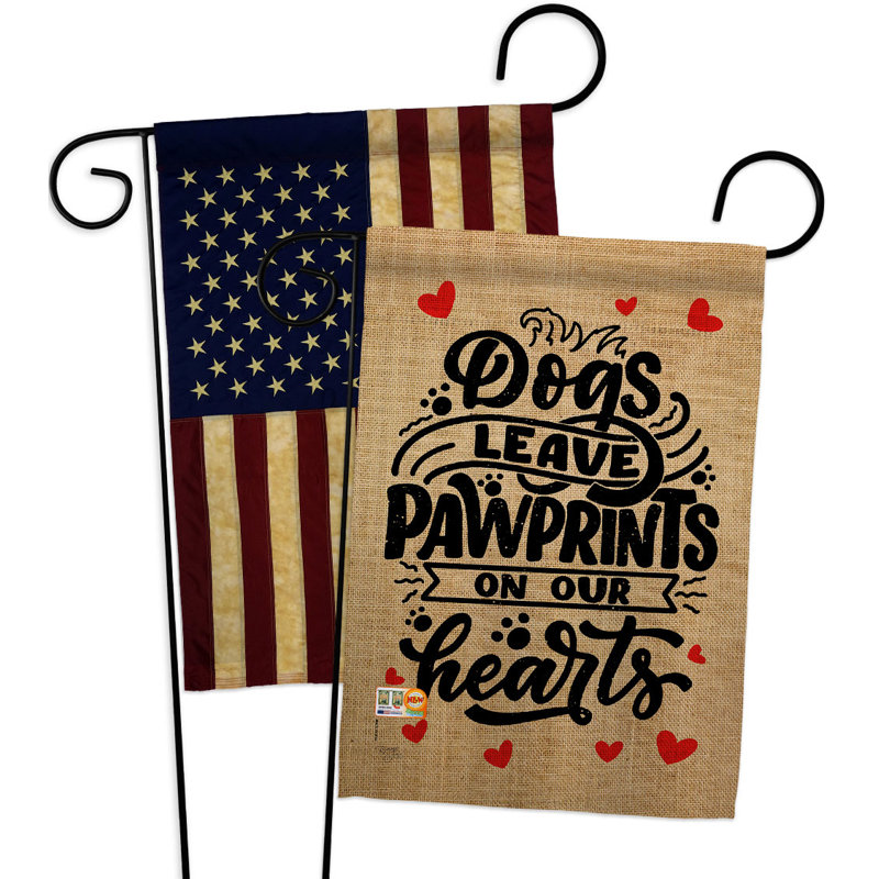 Drapeau de jardin à 2 côtés en polyester 18 x 13 po Pawprints