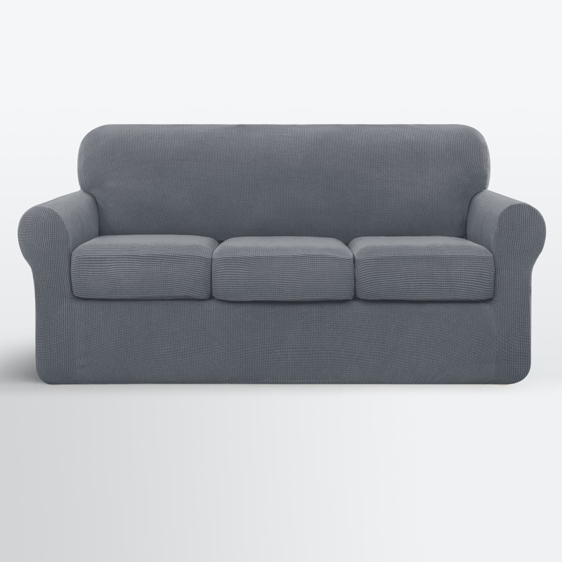 Box Cushion Sofa Slipcover, Light Grey