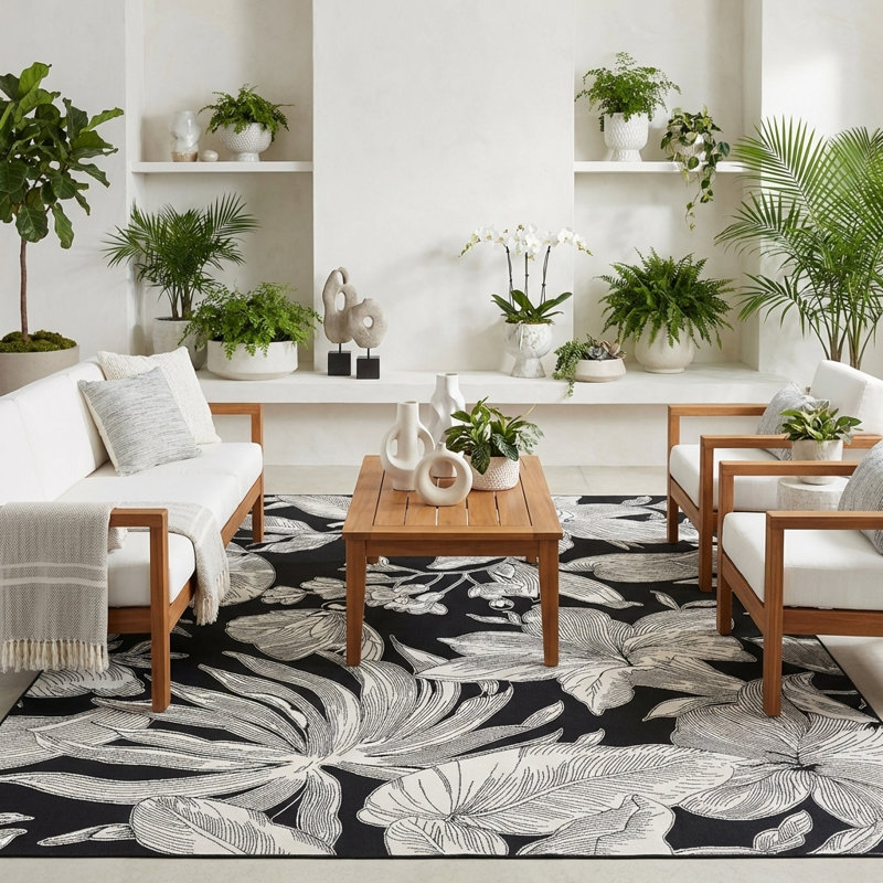 Tapis d'intérieur noir Dolce Performance, Rectangle 5 pi 3 po x 7 pi 6 po