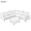 Meuble de salon modulaire avec contreplaqué beige, capacité de 6 places assises, revêtement en pieds de bouleau, structure
