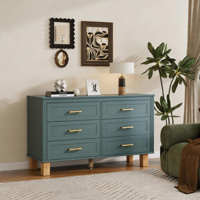 Heavy-Duty Wooden 6-Drawer Double Dresser