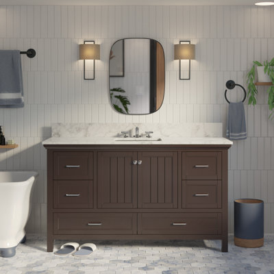 Maven 60" Single Bathroom Vanity Set with Chocolate Cabinet and Carrara Marble Countertop