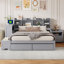 3 Drawers Platform Bed With Nightstand, Bookcase And Cabinet-1830323346