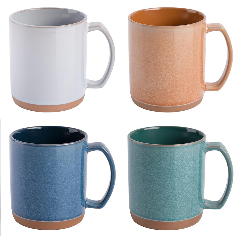 Assorted Color Ceramic 18.5 OZ Mug Set with Glossy Finish
