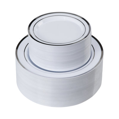 Plastic Disposable Plates 350 Pcs Plastic Dinnerware Set for Party and Wedding