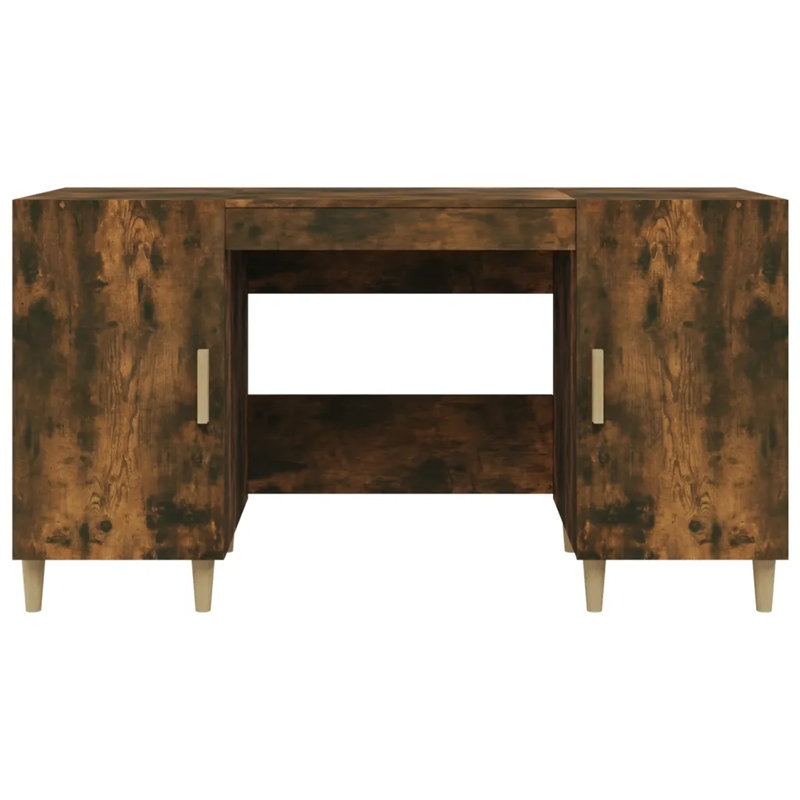 140Cm W Rectangular Computer Desk, Smoked Oak/Natural