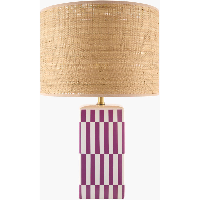 Lampe de table Evert, Mauve, Beige, Rotin