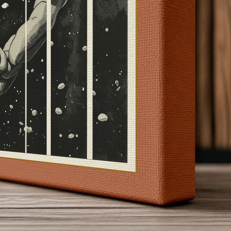 Deer in Starlight Japandi - Wrapped Canvas, 18x12 - 45.7 x 30.5 cm, Terracotta Border