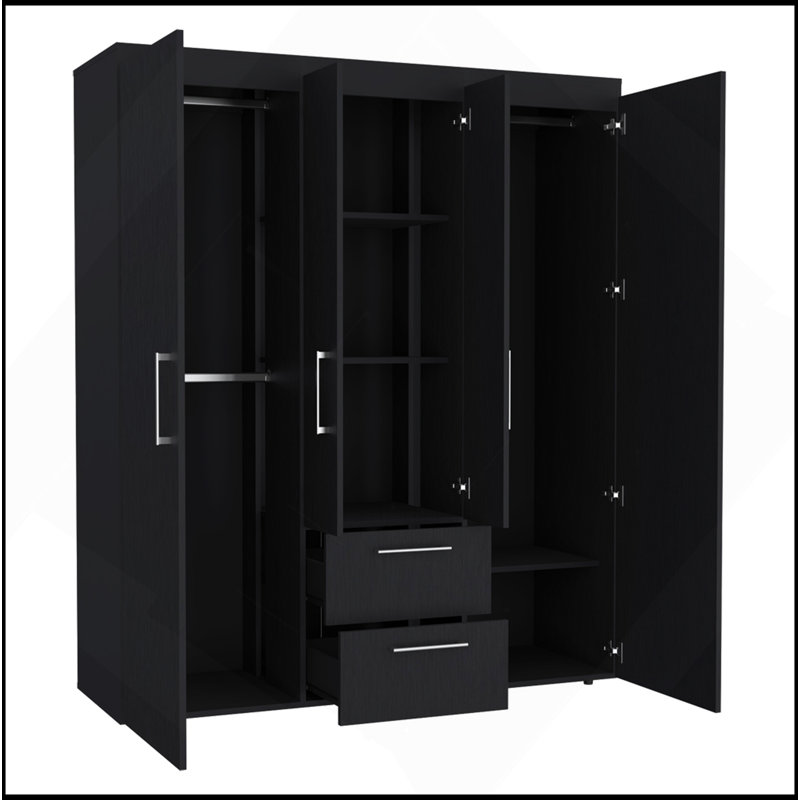 Armoire Elma, chambre à coucher, noir, Noir