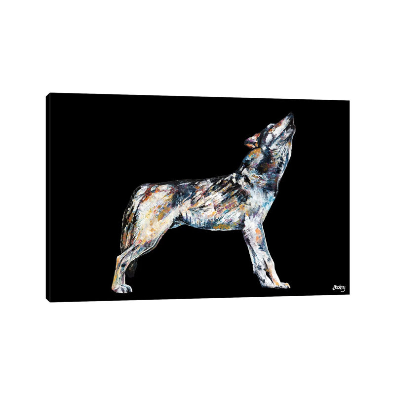 Mishka, Black Background by Becksy - Wrapped Canvas Print, 20.32 cm H x 30.48 cm W