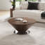 Table basse 33,46 "Mid Century Round, plateau en bois massif brun