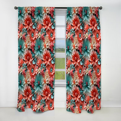 Rideau à motif floral Corail Serenade - rideau à motif floral - 1 panneau