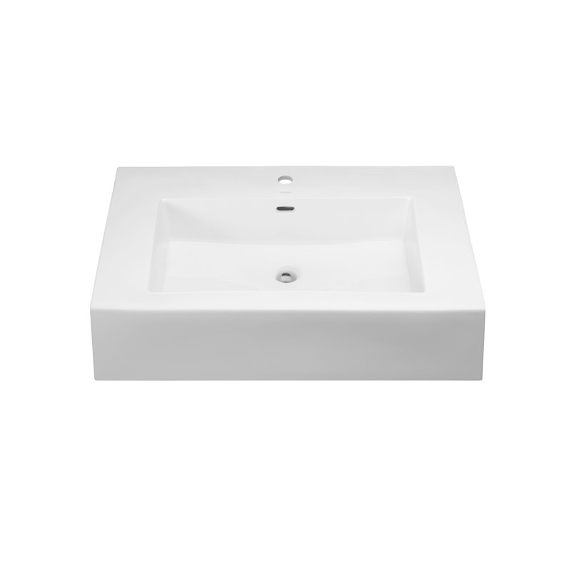 Lavabo de salle de bain rectangulaire rectangulaire en céramique avec trop-plein Prominent, Monotrou